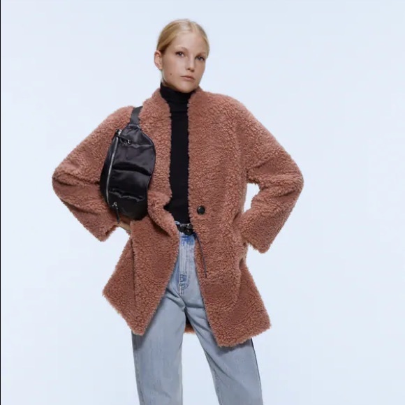 ZARA PINK TEDDY FLEECE COAT #Cybermondaysale - Picture 2 of 8